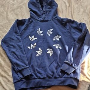 Adidas Dark Blue Hoodie with White Trefoil Design